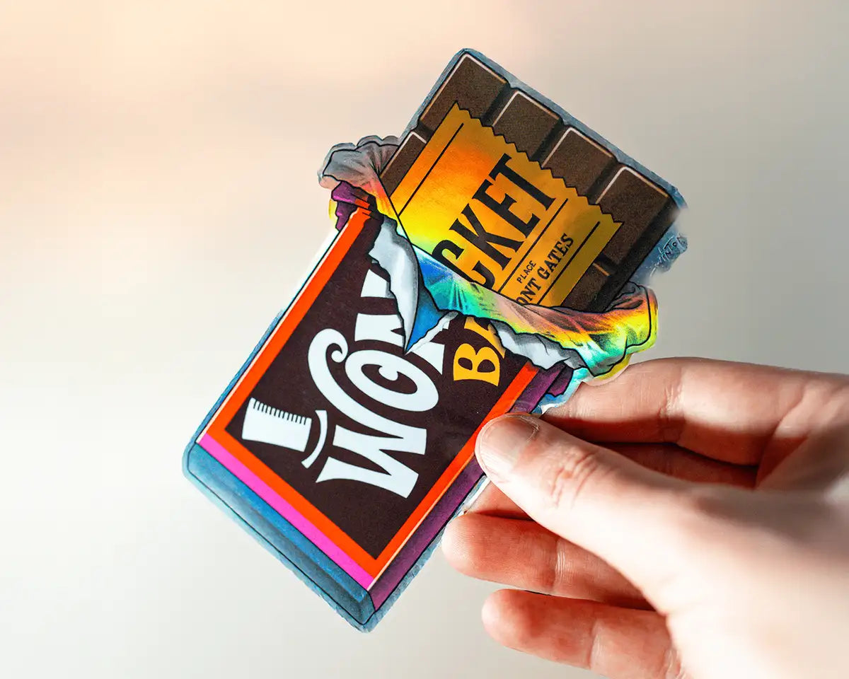 Wonka Chocolate Bar Holographic Sticker